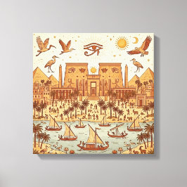 Lienzo Ilustración de la ciudad del antiguo Egipto Boho-T