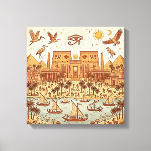 Lienzo Ilustración de la ciudad del antiguo Egipto Boho-T