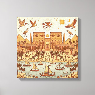 Lienzo Ilustración de la ciudad del antiguo Egipto Boho-T