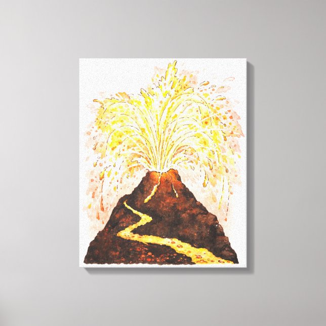 Lienzo Ilustracion de la erupción volcánica (Anverso)