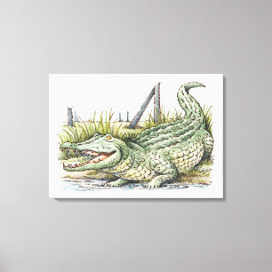 Lienzo Ilustracion de lagarto en la orilla