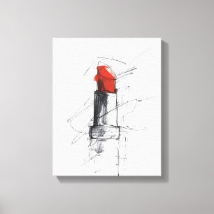 Lienzo Ilustracion de lápiz labial rojo - maquillaje Mini