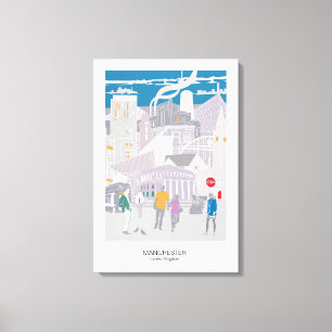 Lienzo Ilustracion de línea aérea Canvas Manchester