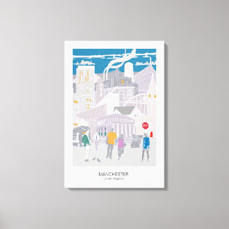 Lienzo Ilustracion de línea aérea Canvas Manchester
