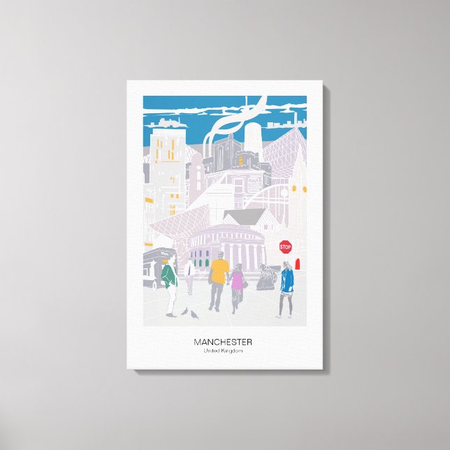 Lienzo Ilustracion de línea aérea Canvas Manchester (Anverso)