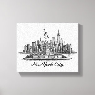 Lienzo Ilustración de línea del horizonte de la ciudad de