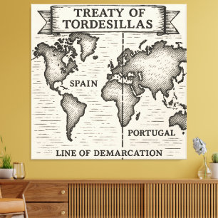 Lienzo Ilustracion de Mapa de Tinta Negra del Tratado de