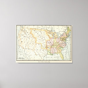Lienzo Ilustración de mapa histórico de Estados Unidos 18