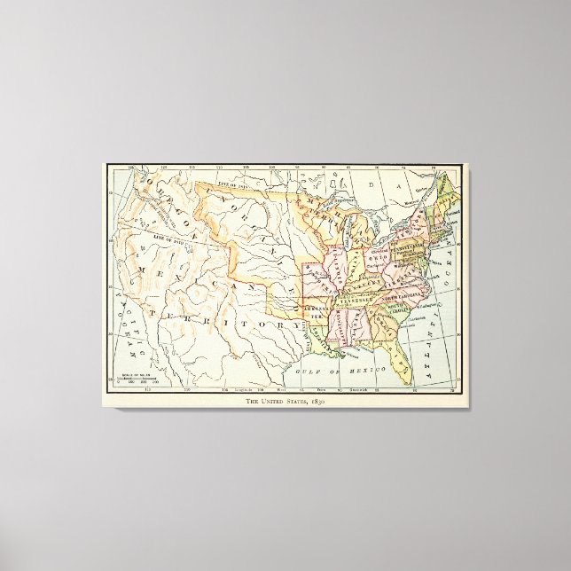 Lienzo Ilustración de mapa histórico de Estados Unidos 18 (Anverso)
