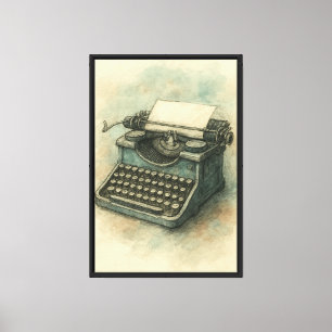 Lienzo Ilustracion de máquina de escribir de época