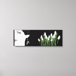 Lienzo Ilustracion de moda chica cara bonito floral