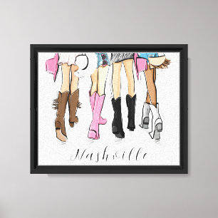 Lienzo Ilustracion de moda de Nashville Script Boots