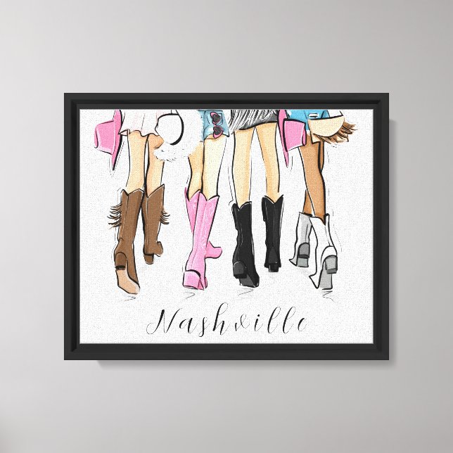 Lienzo Ilustracion de moda de Nashville Script Boots (Anverso)
