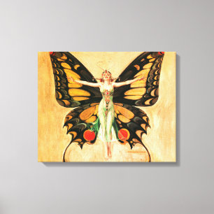 Lienzo Ilustración de mujer Leyendecker mariposa Flapper