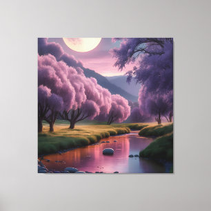 Lienzo Ilustración de paisaje de ensueño lunar de fantasí