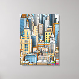 Lienzo Ilustracion de paisajes urbanos de Nueva York
