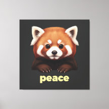Ilustración de Panda Rojo Adorable "Paz" para Niño