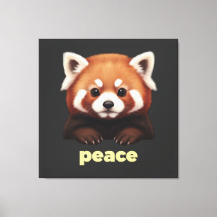 Lienzo Ilustración de Panda Rojo Adorable "Paz" para Niño