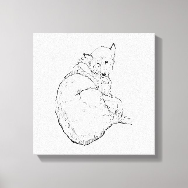 Lienzo Ilustración de pared de perro husky siberiano mini (Anverso)