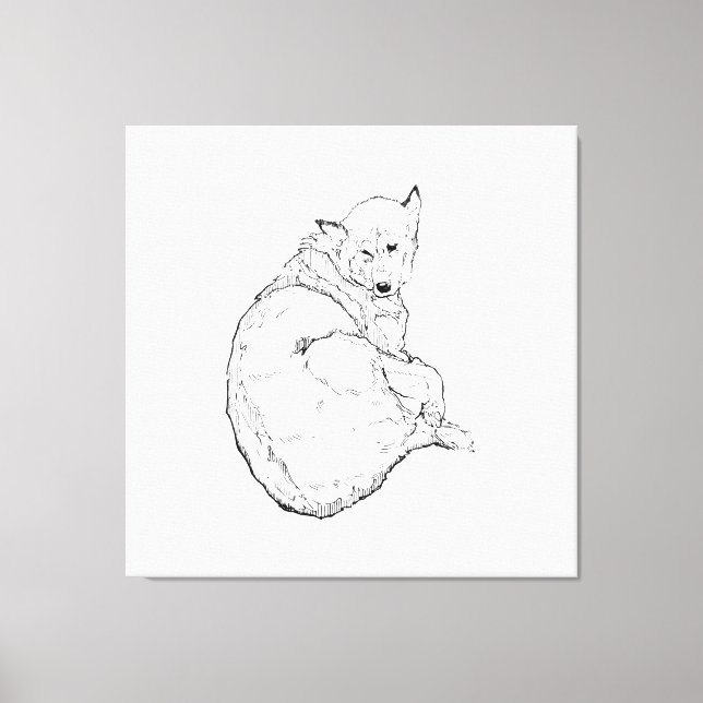 Lienzo Ilustración de pared de perro husky siberiano mini (Anverso)