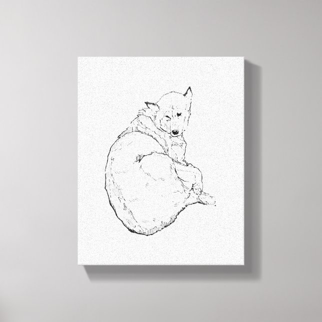 Lienzo Ilustración de pared de perro husky siberiano mini (Anverso)