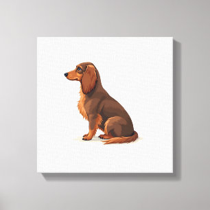 Lienzo Ilustración de perro Dachshund vintage de pelo lar