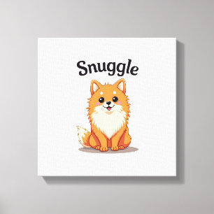 Lienzo Ilustración de perro lindo Pomerania Snuggle Vinta