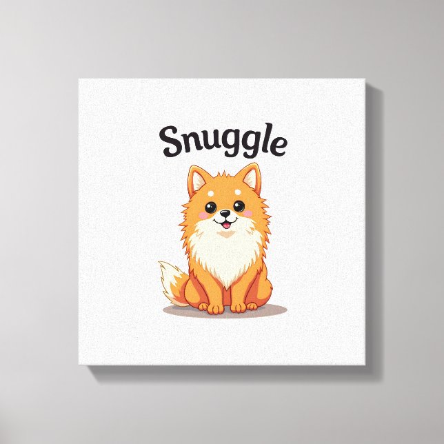 Lienzo Ilustración de perro lindo Pomerania Snuggle Vinta (Anverso)
