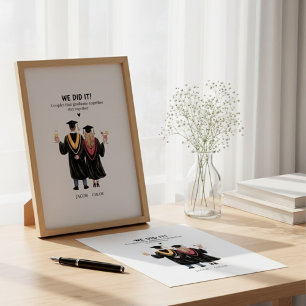 Lienzo Ilustración de recuerdo de graduación para pareja