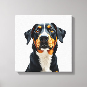 Lienzo Ilustración de retrato de perro colorido vintage r