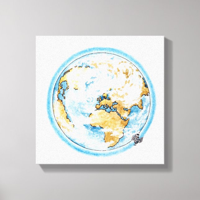 Lienzo Ilustracion de satélites en órbita terrestre (Anverso)