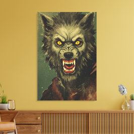 Lienzo Ilustración de terror de hombre lobo feroz