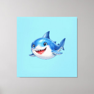 Lienzo Ilustración de tiburón lindo con ojos grandes Anim