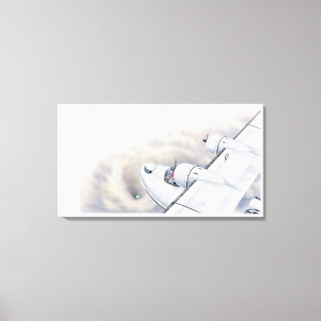 Lienzo Ilustracion de un avión volando sobre un agujero d (Anverso)