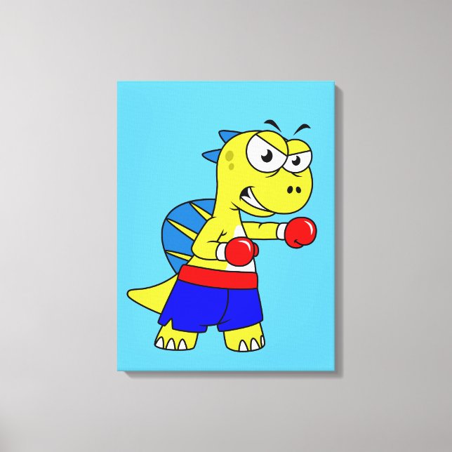 Lienzo Ilustracion De Un Boxeo De Spinosaurus. (Anverso)