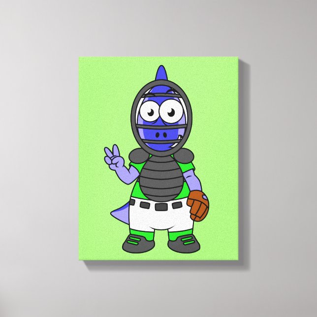Lienzo Ilustracion De Un Catcher De Béisbol Parasauroloph (Anverso)
