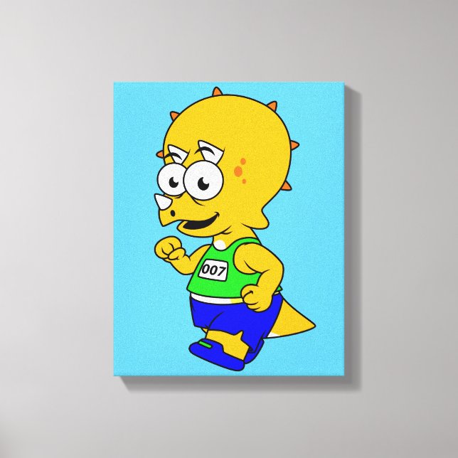 Lienzo Ilustracion De Un Corredor De Triceratops. (Anverso)