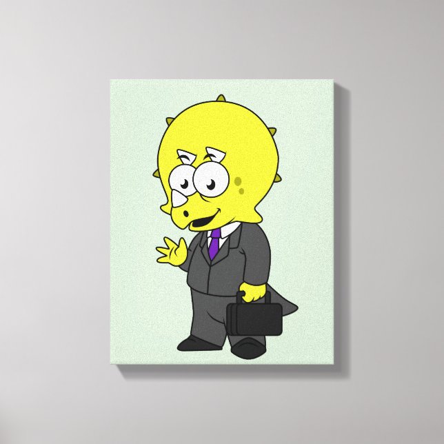 Lienzo Ilustracion De Un Empresario De Triceratops. (Anverso)