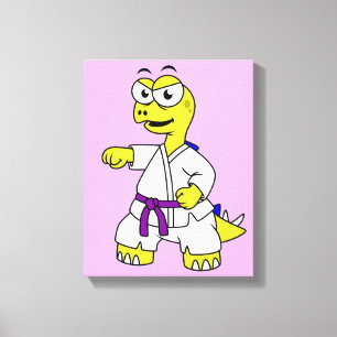 Lienzo Ilustracion De Un Estegosaurio Practicando El Kara