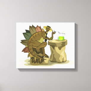 Lienzo Ilustracion De Un Estegosaurio Que Bebe Una Bebida