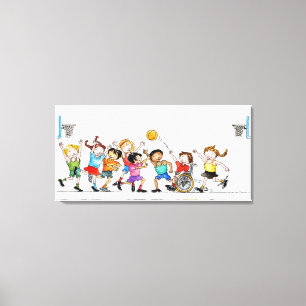 Lienzo Ilustracion de un grupo de niños, incluido un