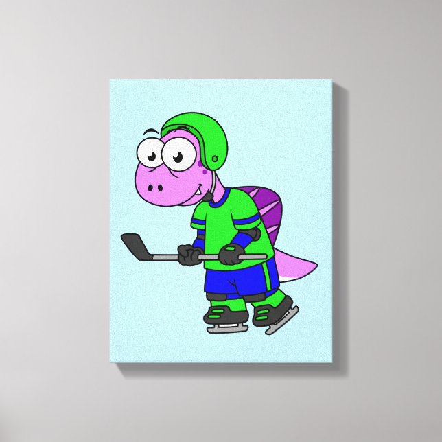 Lienzo Ilustracion De Un Jugador De Hockey Spinosaurus. (Anverso)