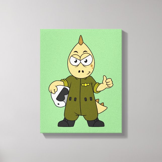 Lienzo Ilustracion De Un Piloto De Jet De Allosaurus. (Anverso)