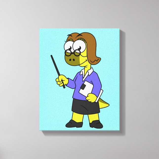 Lienzo Ilustracion De Un Profesor De Paquicefalosaurio. (Anverso)