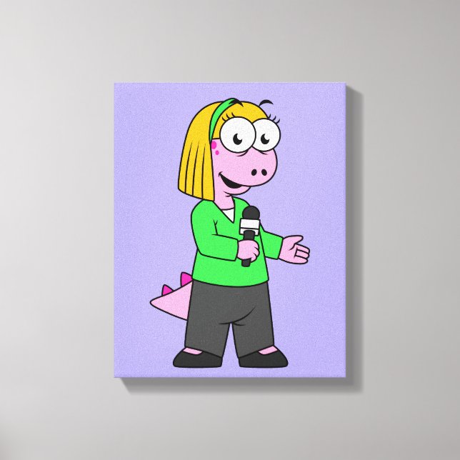 Lienzo Ilustracion De Un Reportero De Allosaurus News. (Anverso)