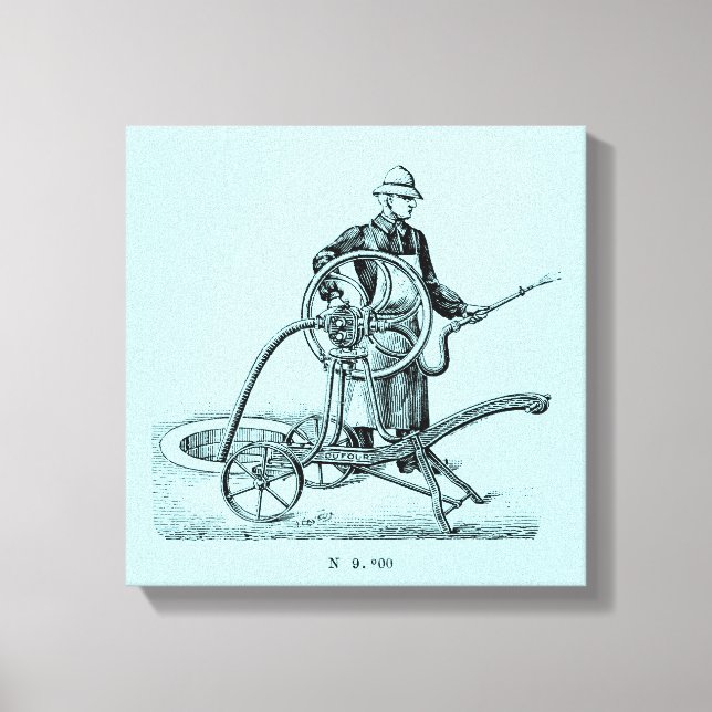 Lienzo Ilustracion de vintage Sprinkler o Fireman C (Anverso)