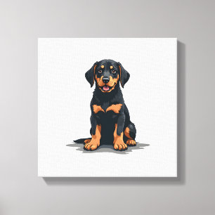 Lienzo Ilustración de vista trasera de perro negro y marr