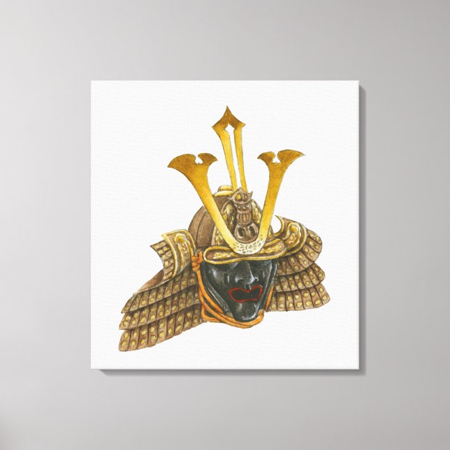 Lienzo Ilustracion del casco de samurai del siglo XVI (Anverso)