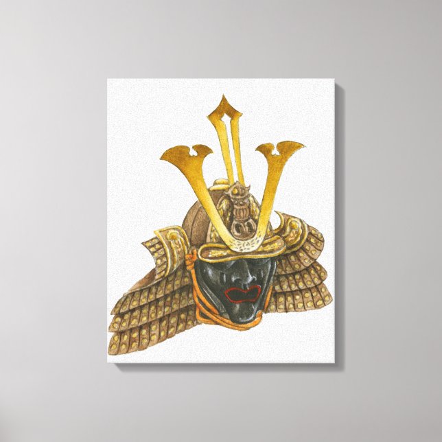 Lienzo Ilustracion del casco de samurai del siglo XVI (Anverso)