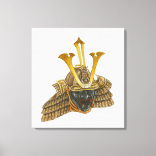 Lienzo Ilustracion del casco del siglo XVI del samurai